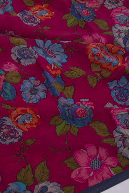 Crepe Floral Printed Purple Saree