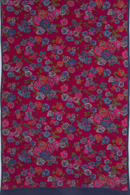 Crepe Floral Printed Purple Saree