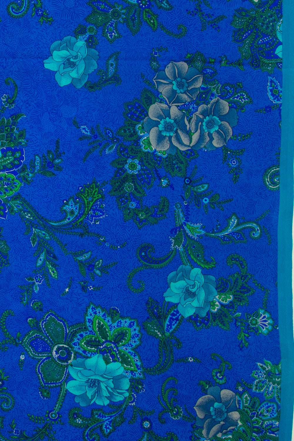 Chiffon Floral Printed Royal Blue Saree