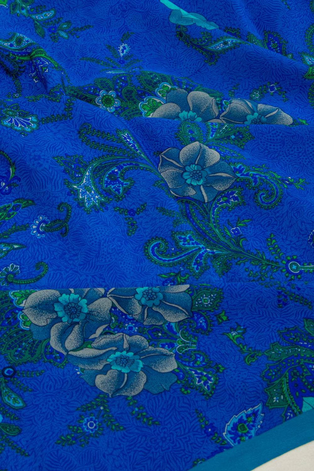 Chiffon Floral Printed Royal Blue Saree