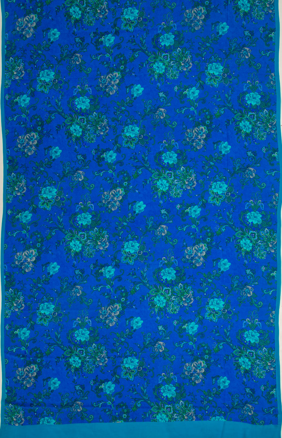 Chiffon Floral Printed Royal Blue Saree