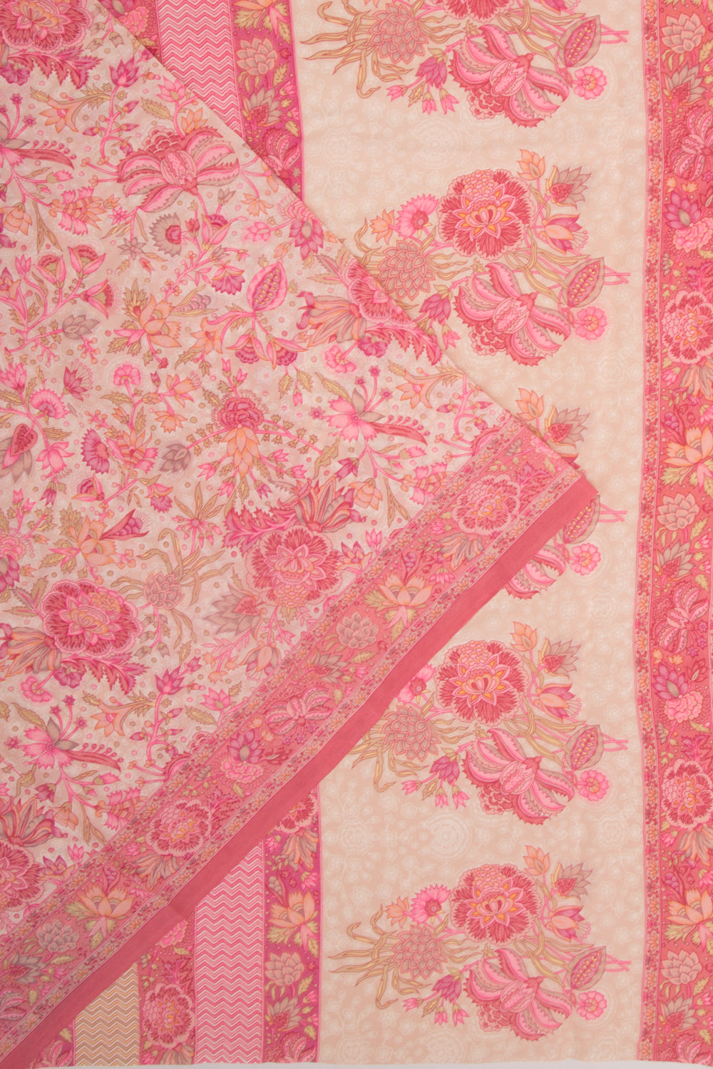 Crepe Floral Printed Cream Saree