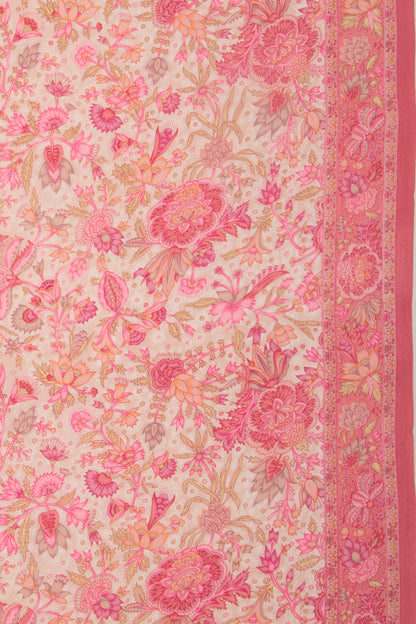 Crepe Floral Printed Cream Saree