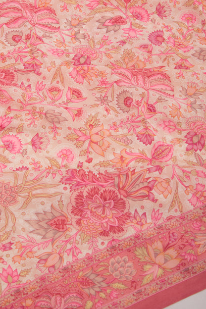 Crepe Floral Printed Cream Saree