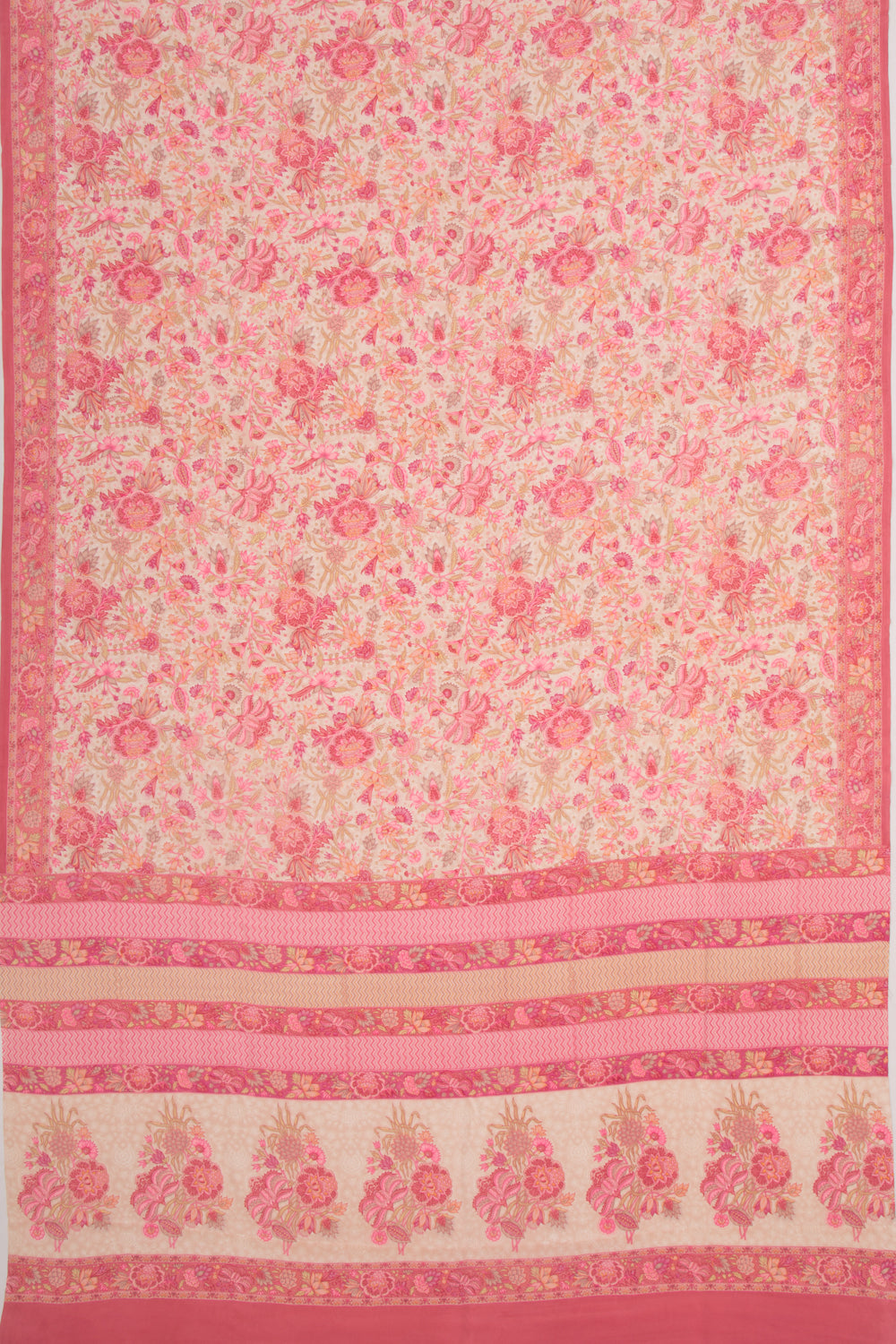 Crepe Floral Printed Cream Saree