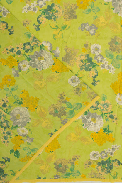 Crepe Floral Printed Green Saree