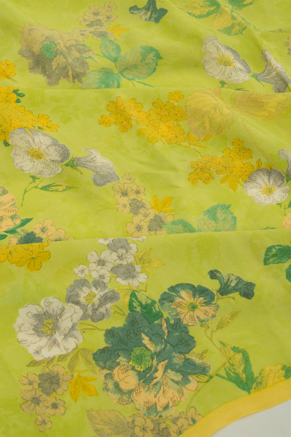 Crepe Floral Printed Green Saree