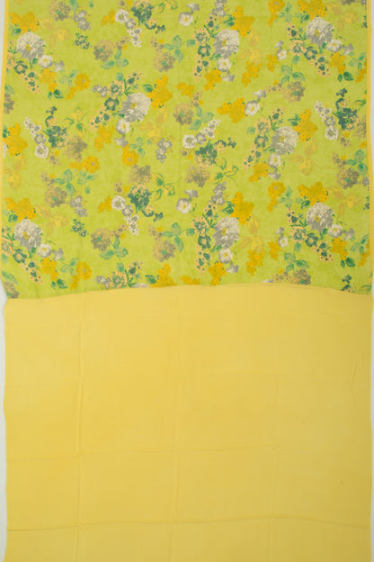 Crepe Floral Printed Green Saree