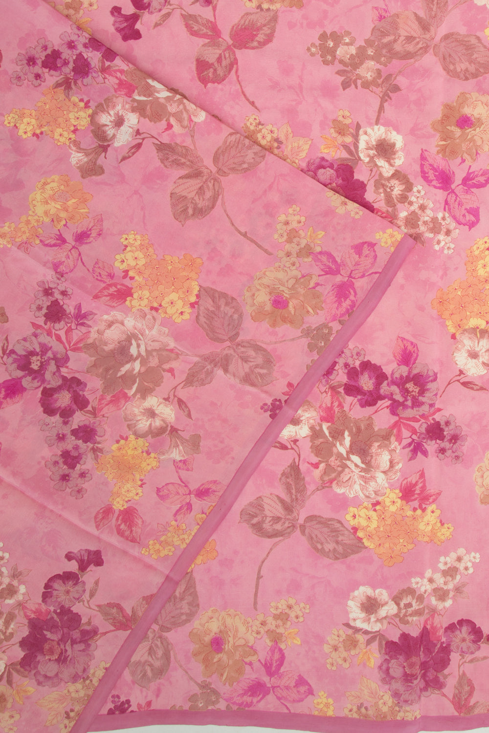 Chiffon Floral Printed Baby Pink Saree