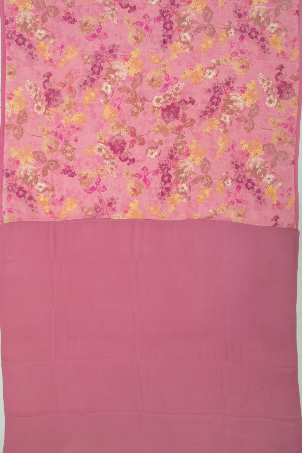 Chiffon Floral Printed Baby Pink Saree