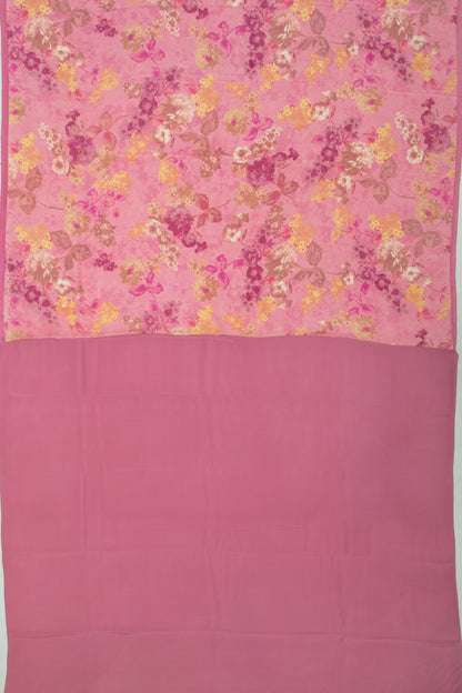 Chiffon Floral Printed Baby Pink Saree