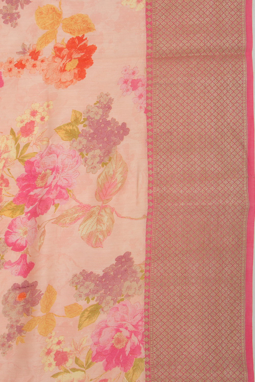 Soft Silk Floral Printed Pastel Orange Saree