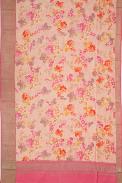 Soft Silk Floral Printed Pastel Orange Saree