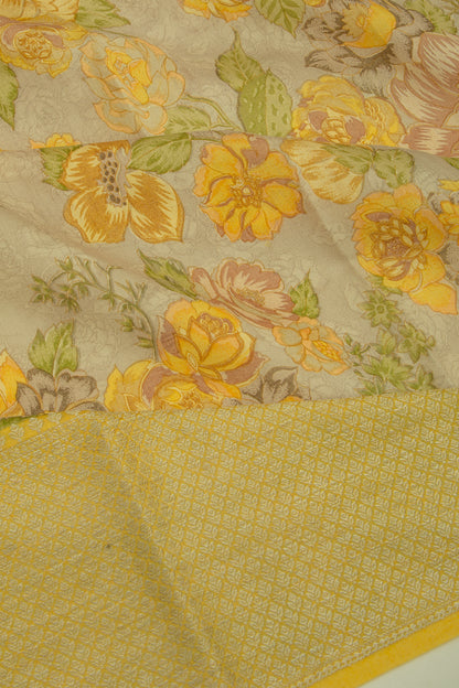 Munga Tussar Floral Printed Grey Saree