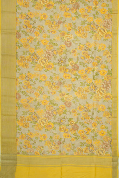Munga Tussar Floral Printed Grey Saree