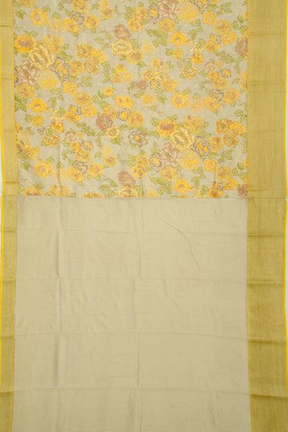 Munga Tussar Floral Printed Grey Saree