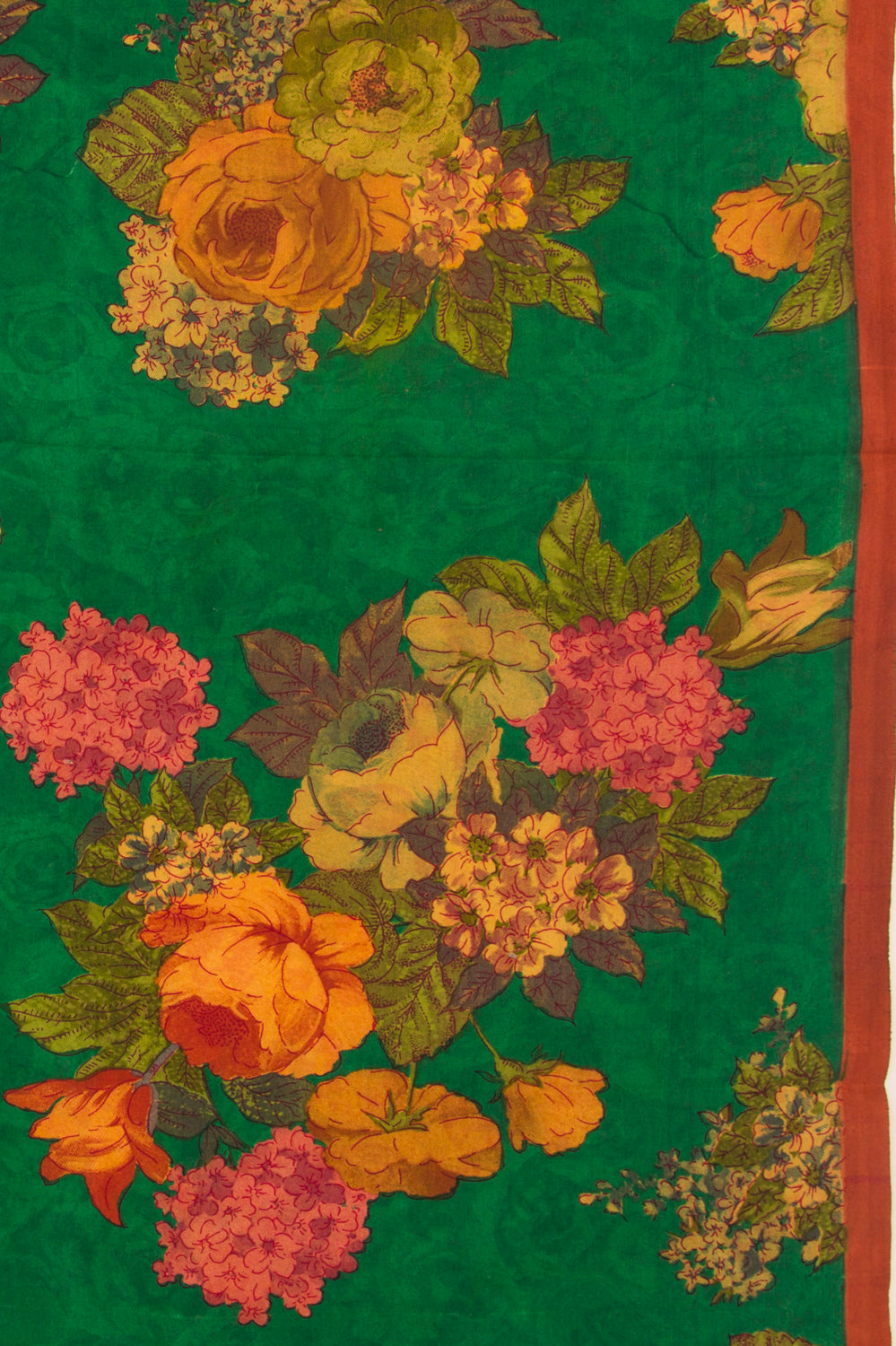 Chiffon Floral Printed Green Saree