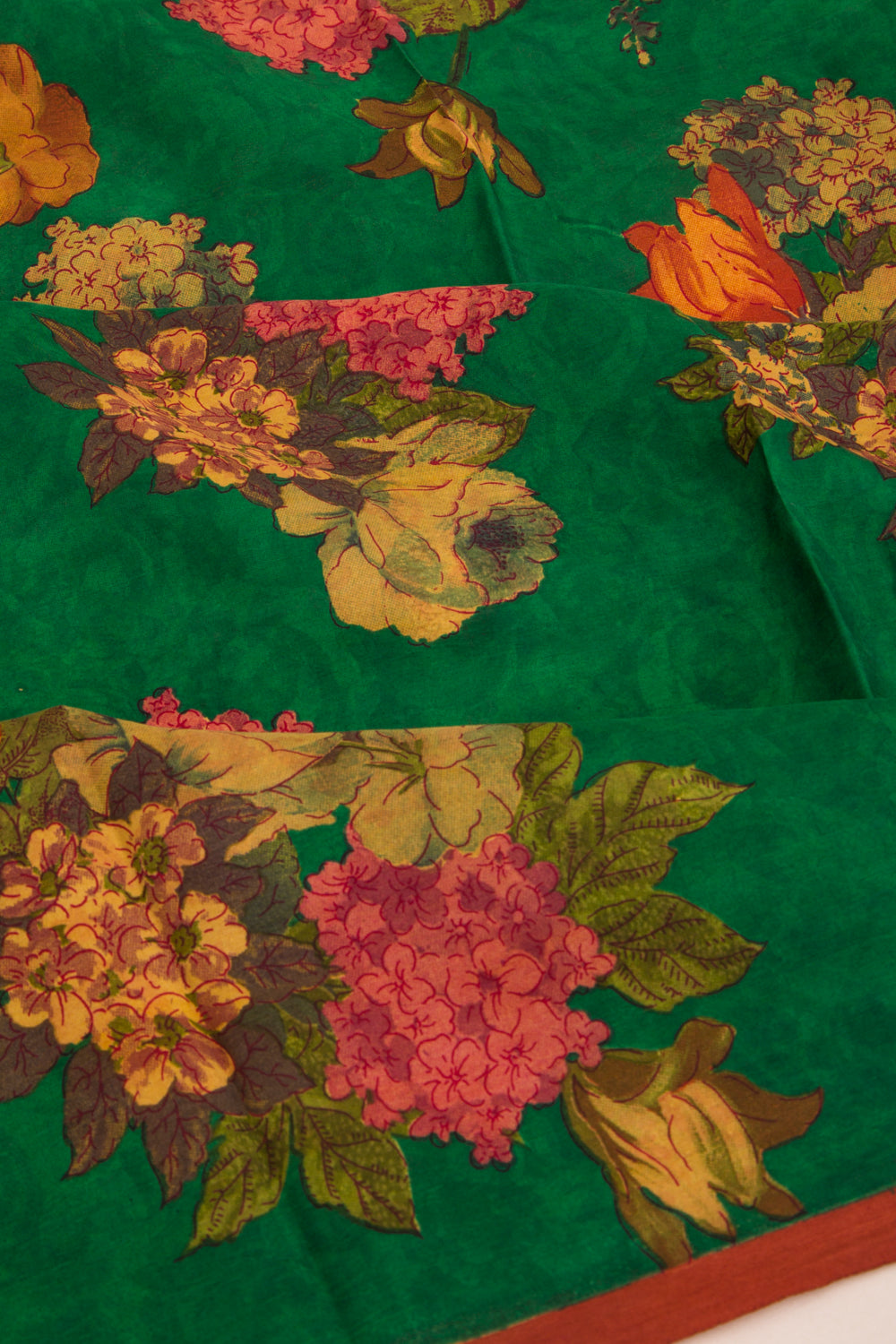 Chiffon Floral Printed Green Saree