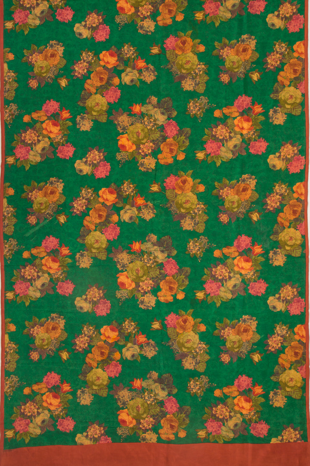 Chiffon Floral Printed Green Saree