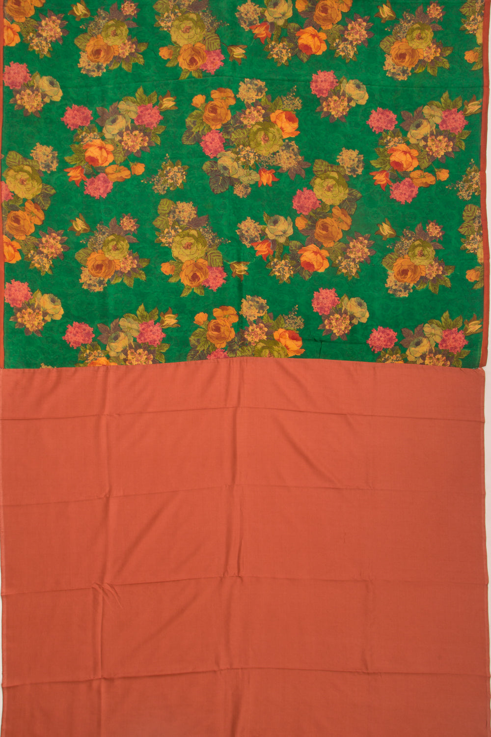 Chiffon Floral Printed Green Saree