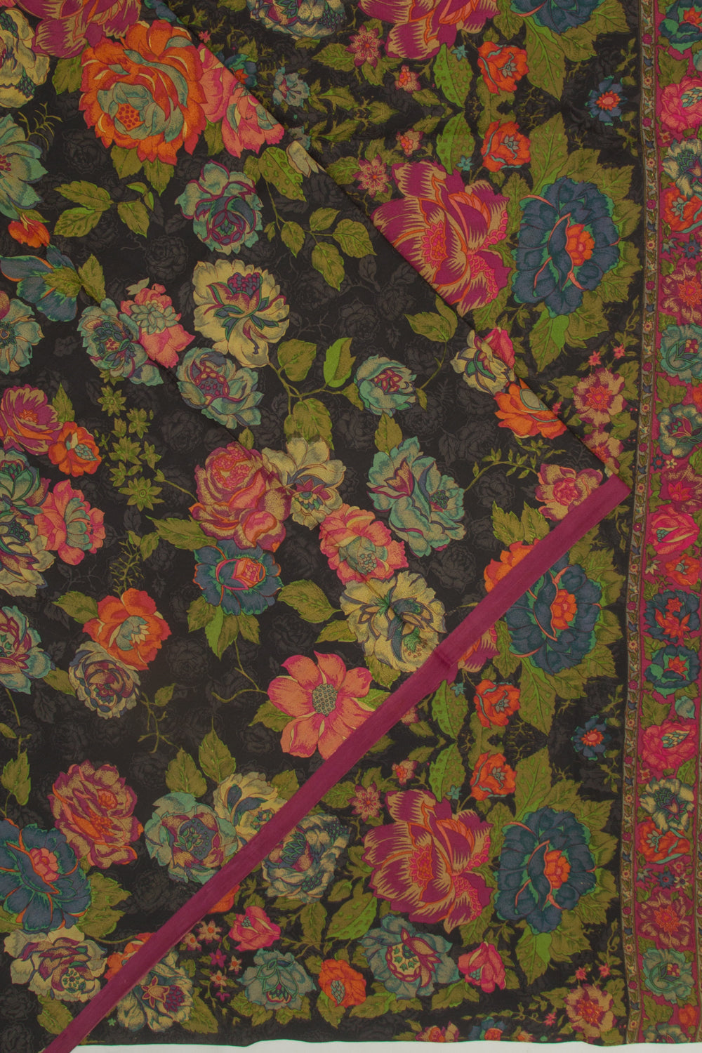 Crepe Floral Printed Black Saree