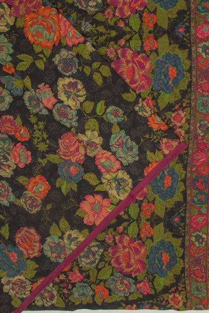 Crepe Floral Printed Black Saree