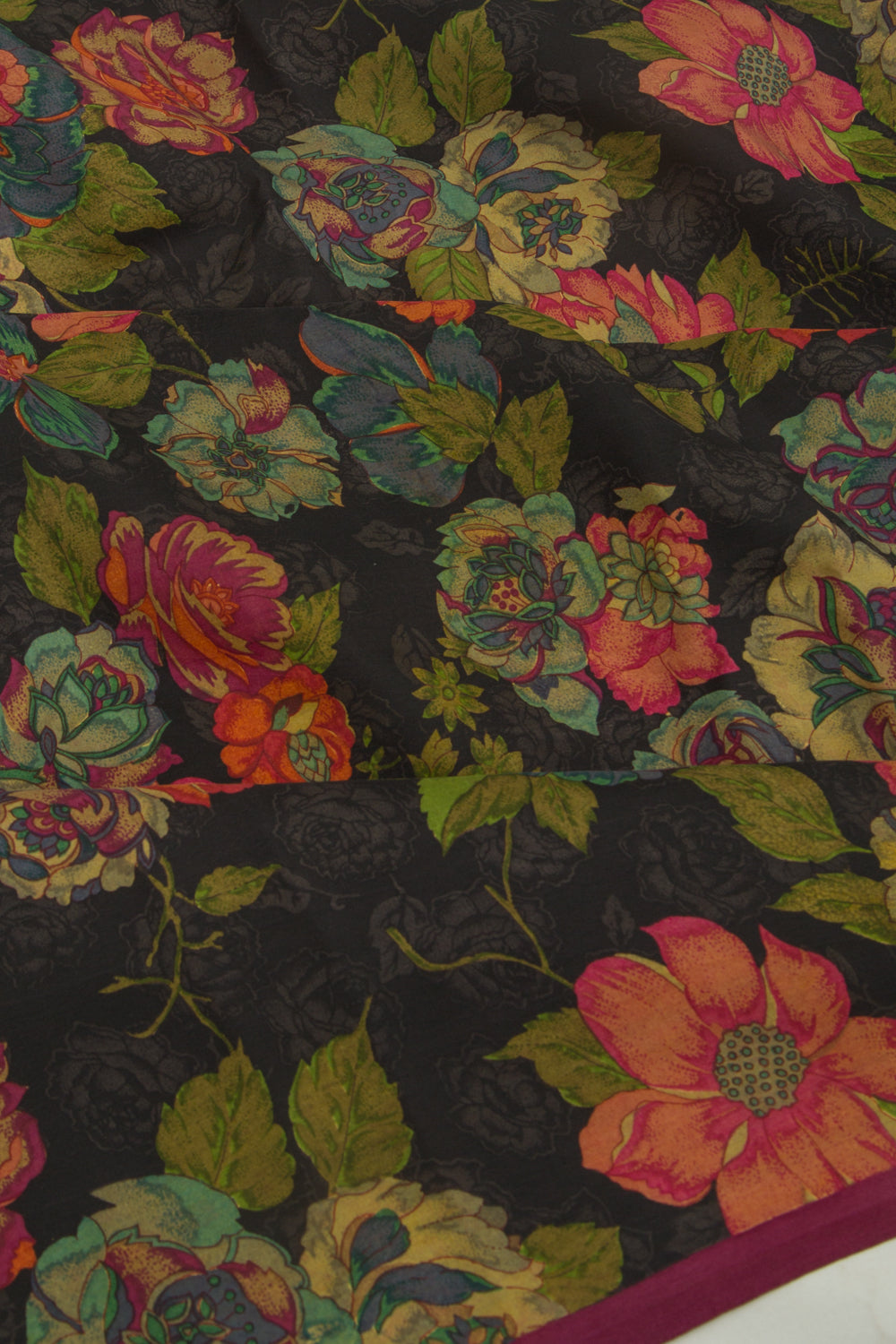 Crepe Floral Printed Black Saree
