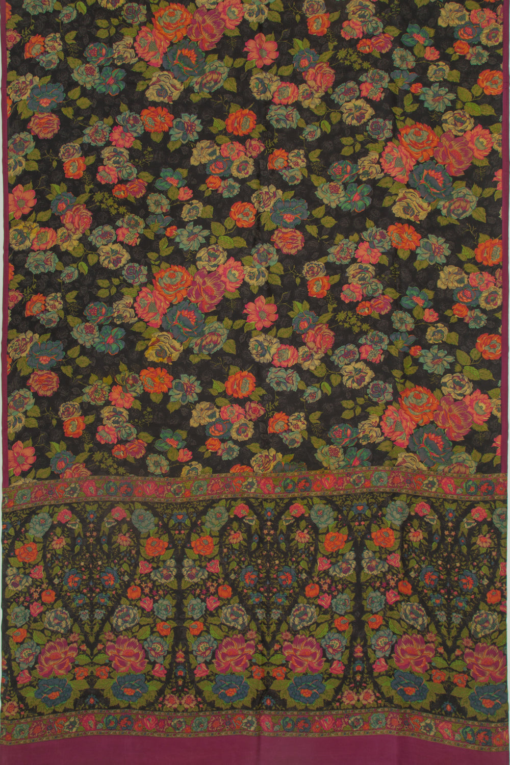 Crepe Floral Printed Black Saree