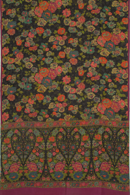 Crepe Floral Printed Black Saree