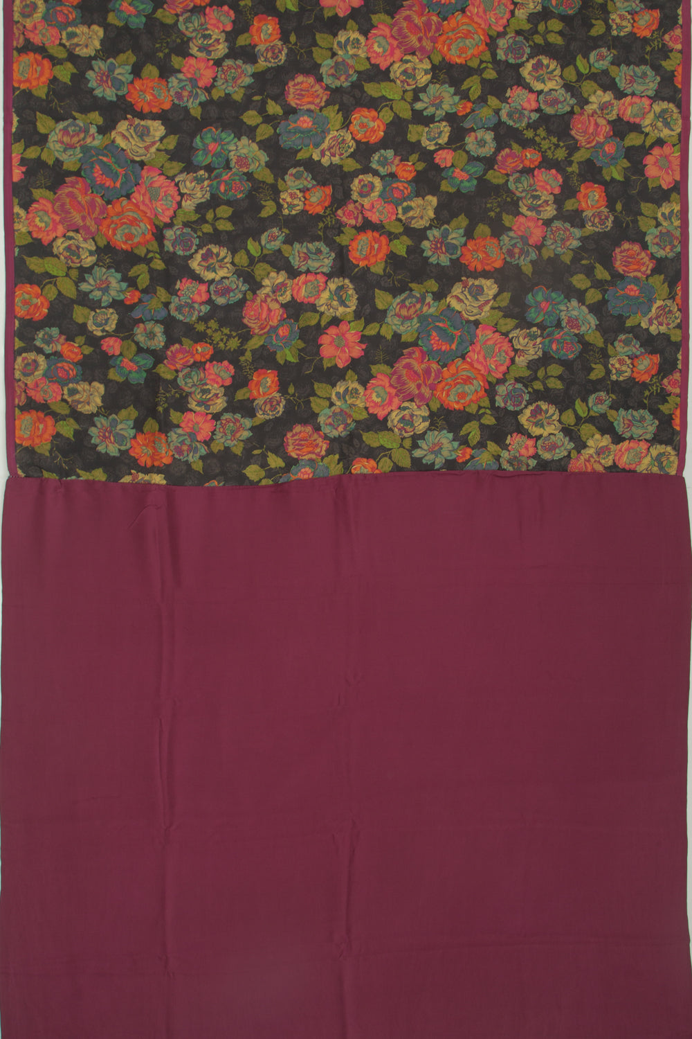 Crepe Floral Printed Black Saree