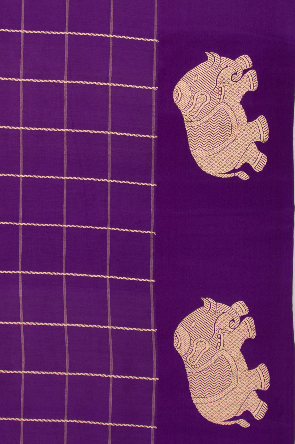 Banarasi Silk Katan Checks Violet Saree