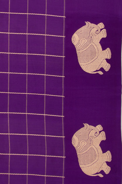 Banarasi Silk Katan Checks Violet Saree