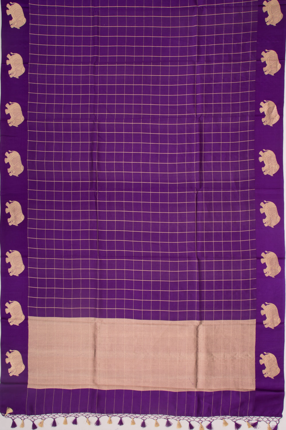 Banarasi Silk Katan Checks Violet Saree