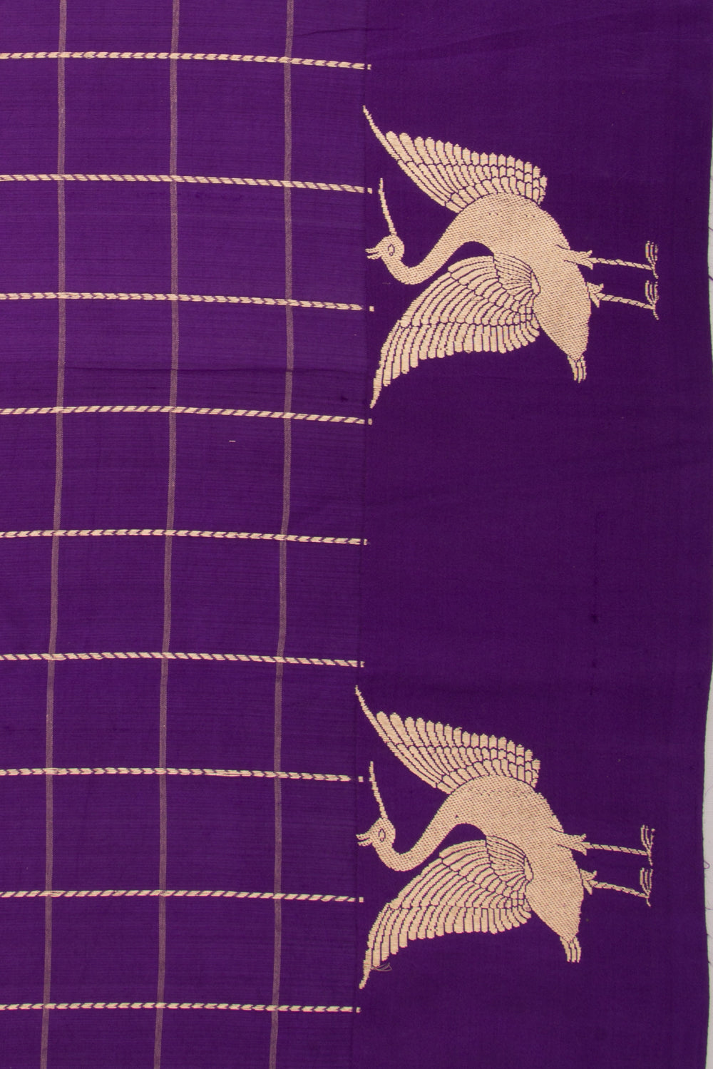 Banarasi Silk Katan Checks Violet Saree