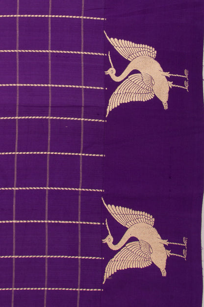 Banarasi Silk Katan Checks Violet Saree