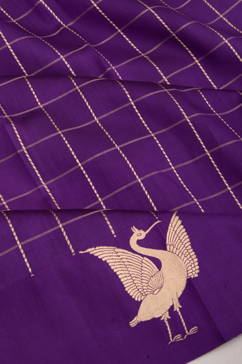 Banarasi Silk Katan Checks Violet Saree