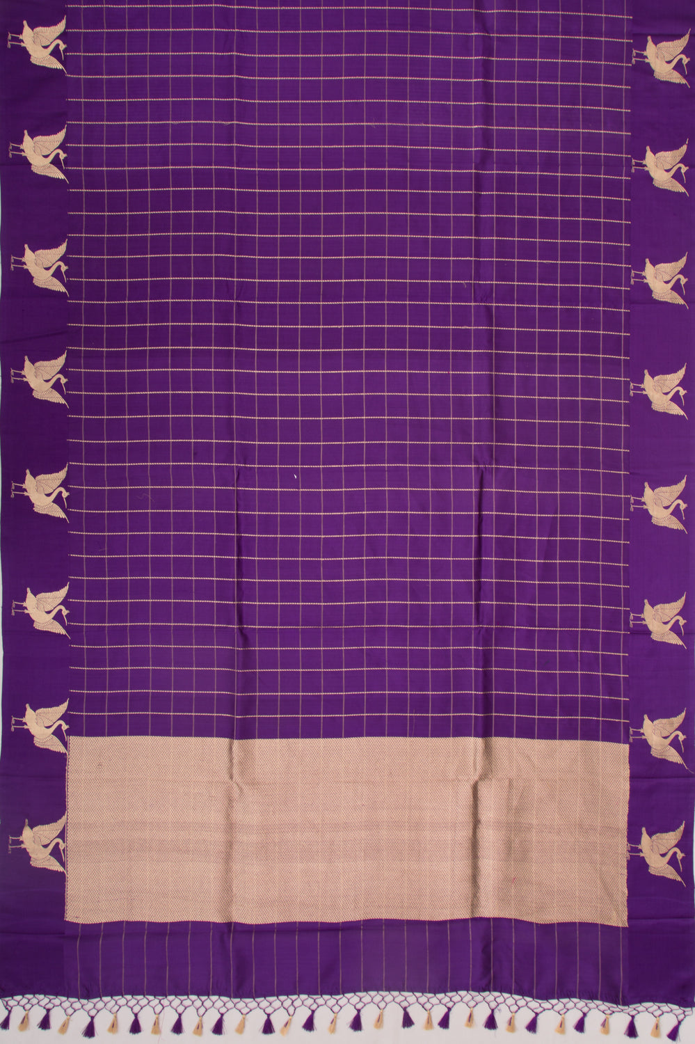 Banarasi Silk Katan Checks Violet Saree