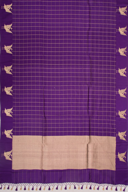 Banarasi Silk Katan Checks Violet Saree