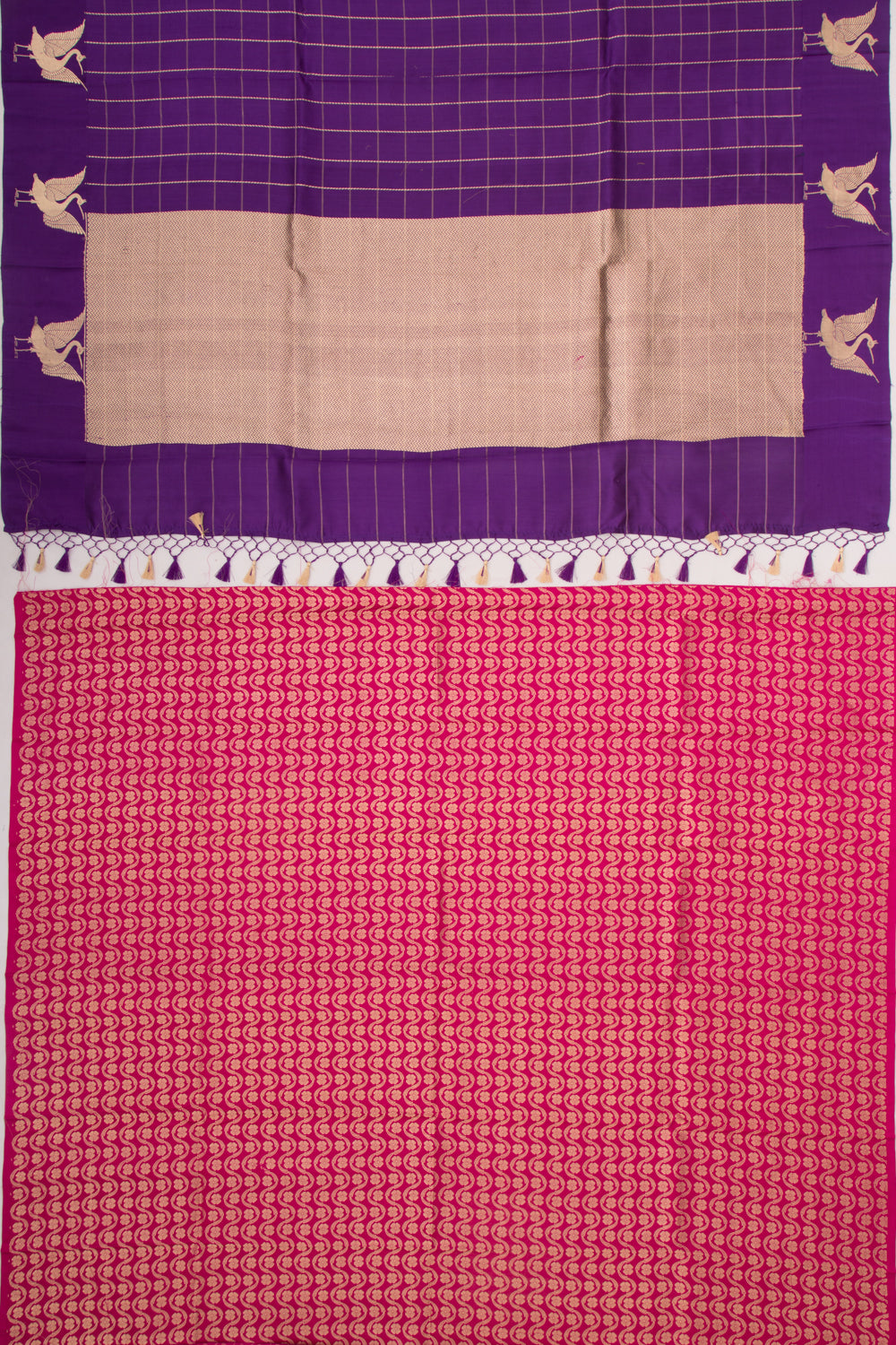 Banarasi Silk Katan Checks Violet Saree
