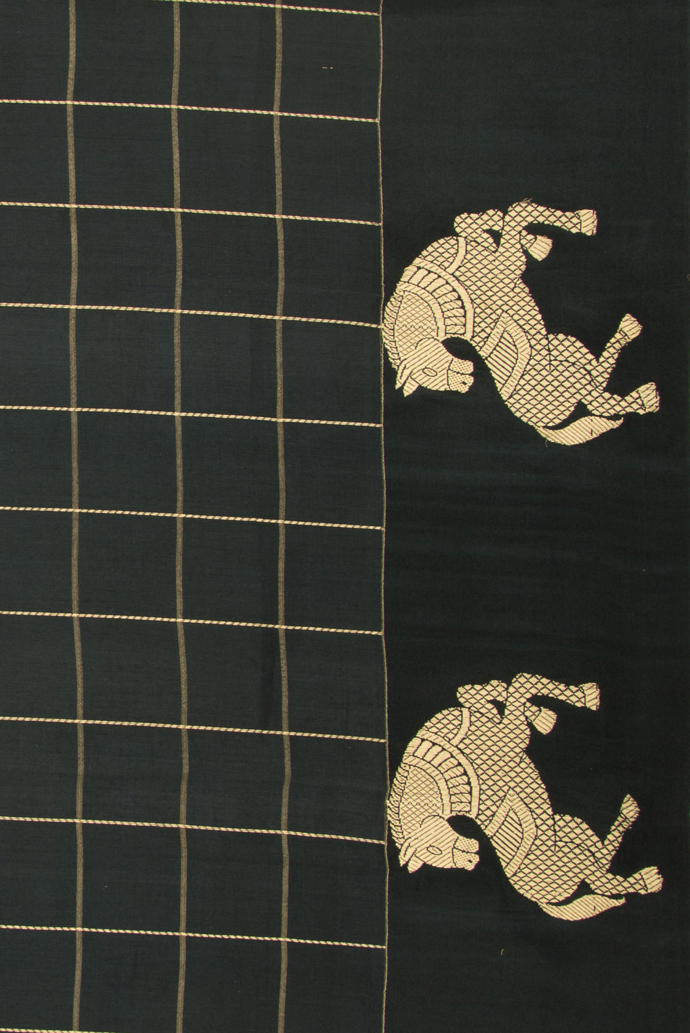 Banarasi Silk Katan Checks Black Saree