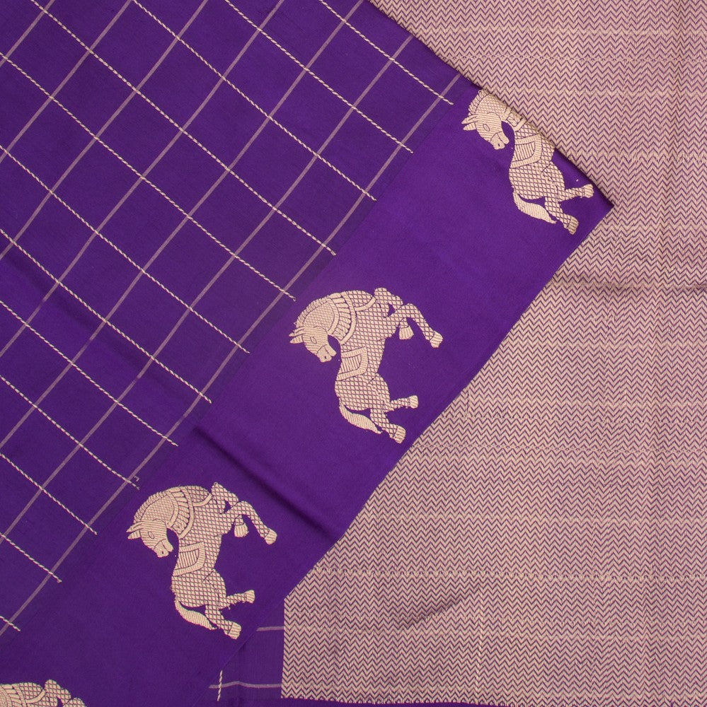 Banarasi Silk Katan Checks Violet Saree