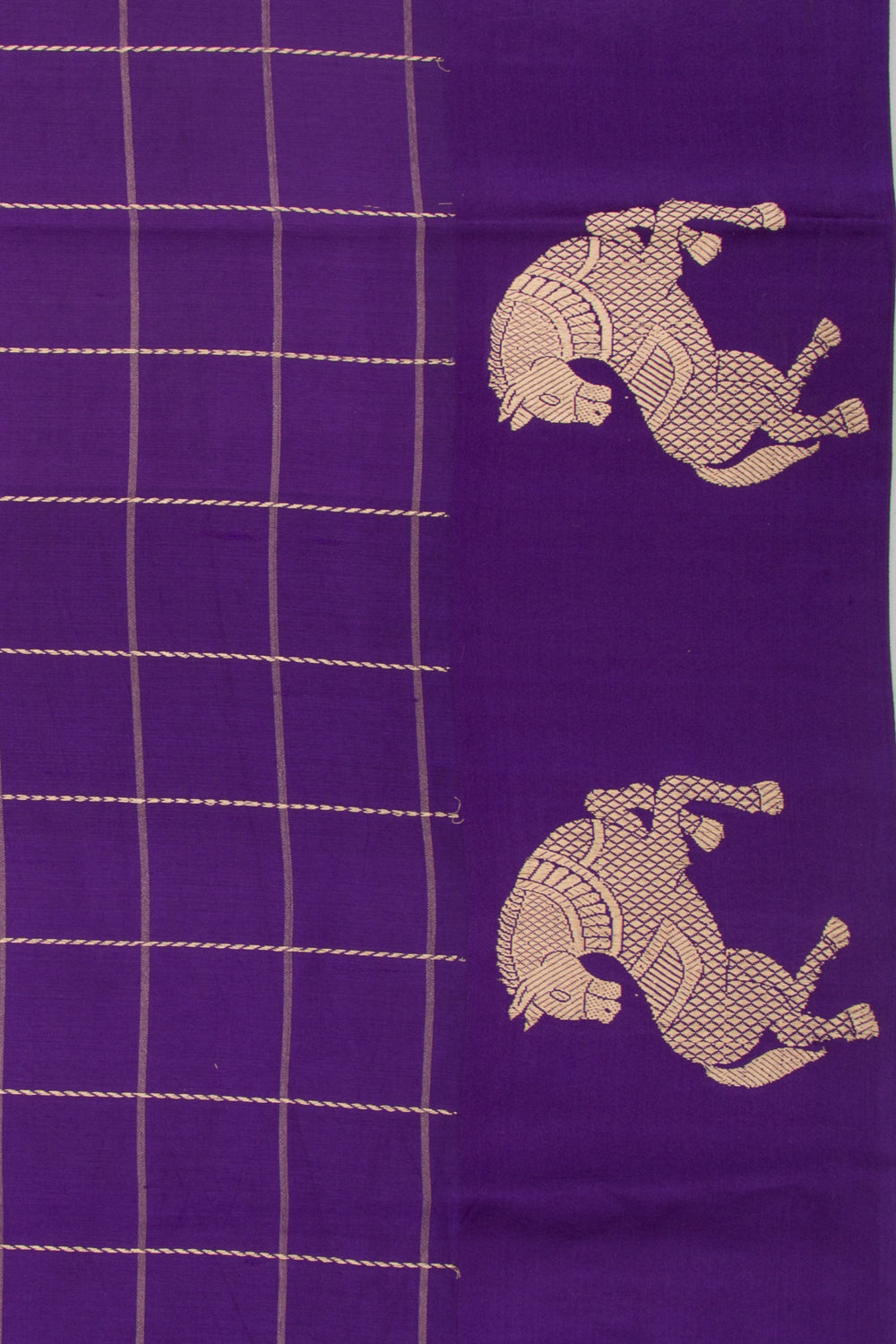 Banarasi Silk Katan Checks Violet Saree
