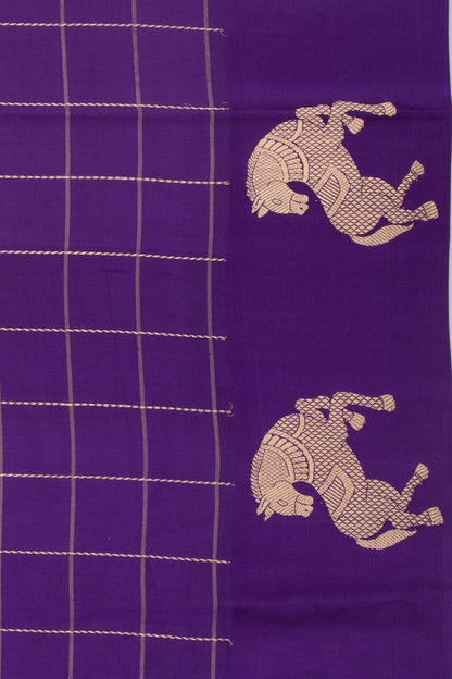 Banarasi Silk Katan Checks Violet Saree