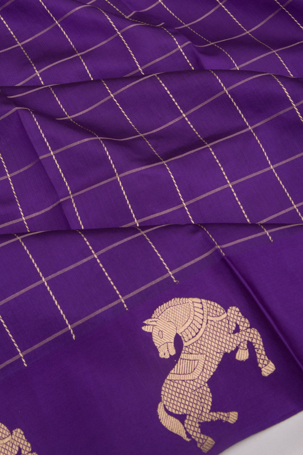 Banarasi Silk Katan Checks Violet Saree