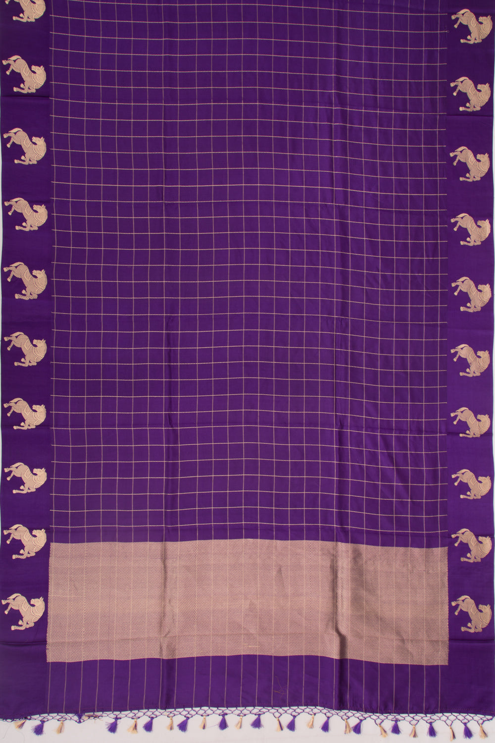 Banarasi Silk Katan Checks Violet Saree