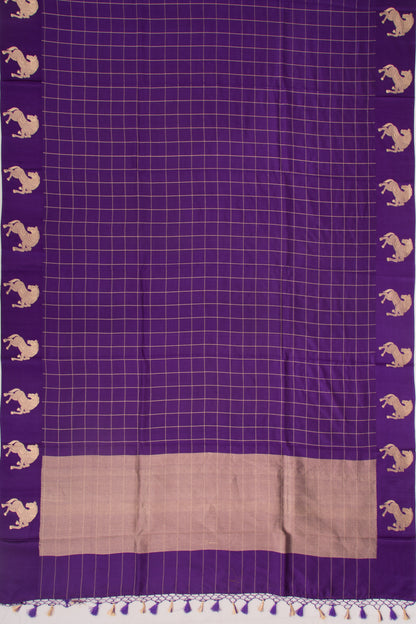 Banarasi Silk Katan Checks Violet Saree