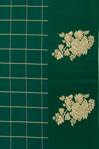 Banarasi Silk Katan Checks Green Saree