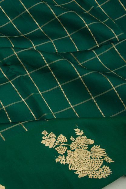 Banarasi Silk Katan Checks Green Saree