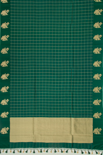 Banarasi Silk Katan Checks Green Saree