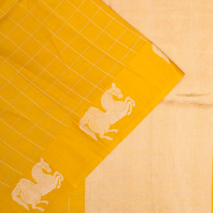 Banarasi Silk Katan Checks Yellow Saree